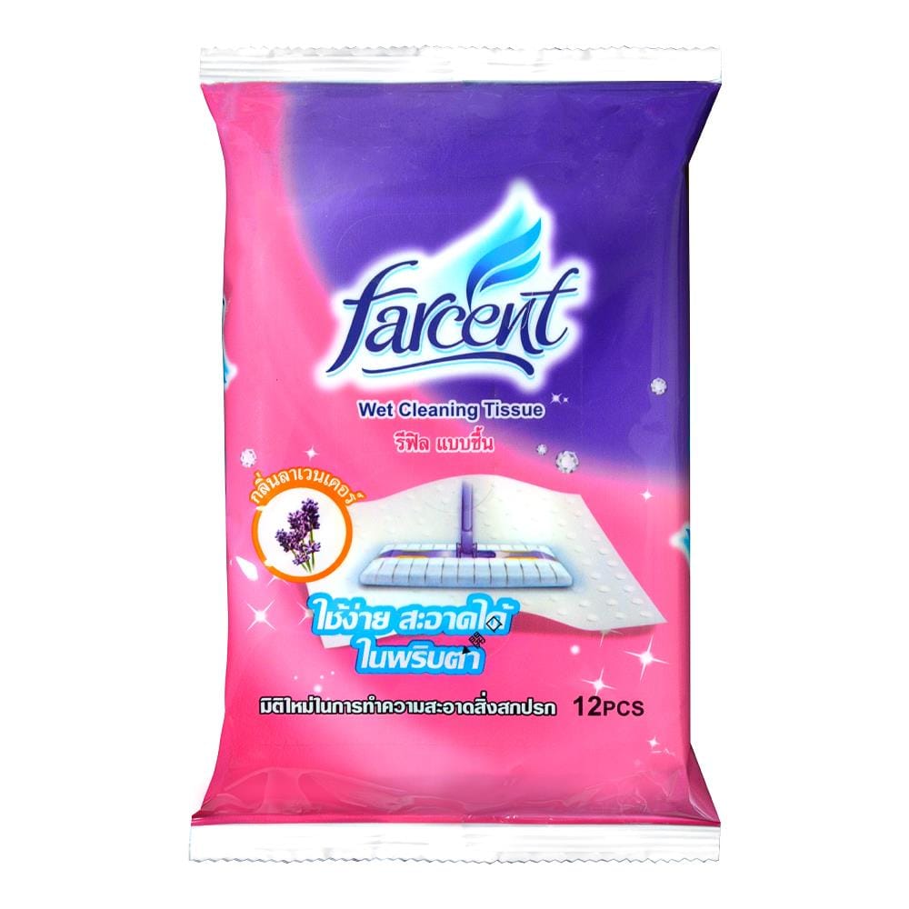 ผ้าถูพื้นดันฝุ่นแบบเปียก FARCENT W-7065V 12 แผ่น สีชมพู กลิ่นลาเวนเดอร์