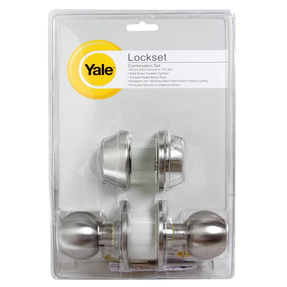 ลูกบิดประตู หัวกลม (พร้อม DEADBOLT) YALE CB-9217 US32D สีสเตนเลส