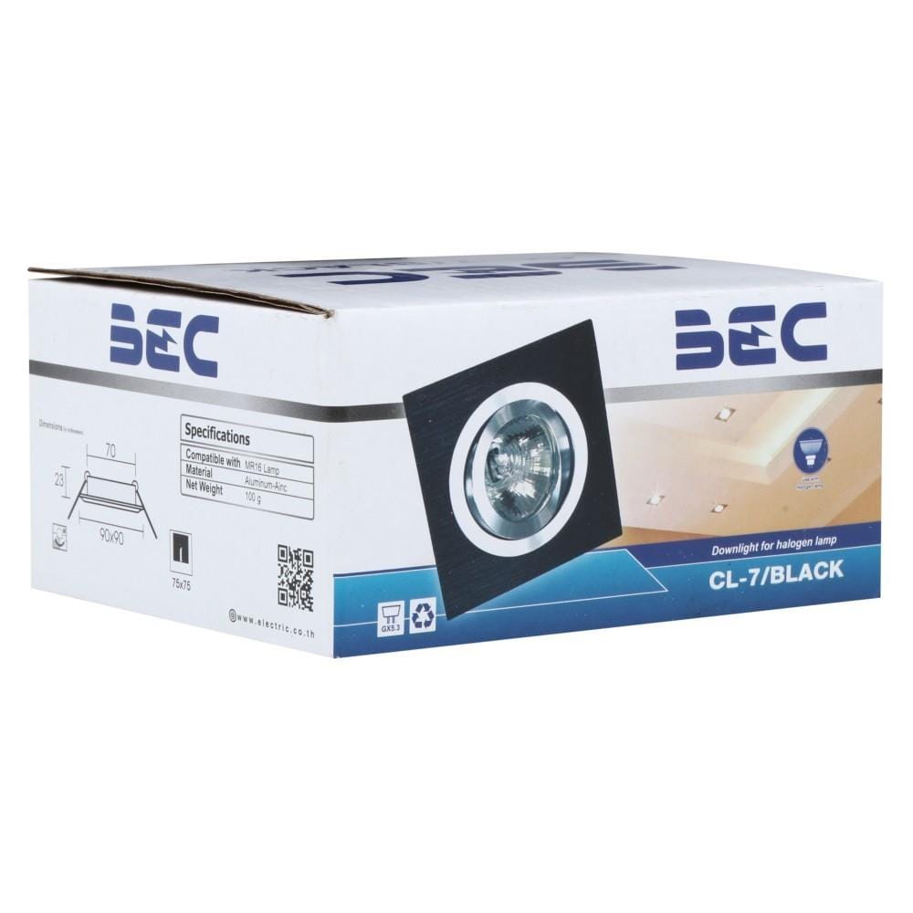 ดาวน์ไลท์ BEC CL-7/BLACK 3.5 นิ้ว สีดำ เหลี่ยม