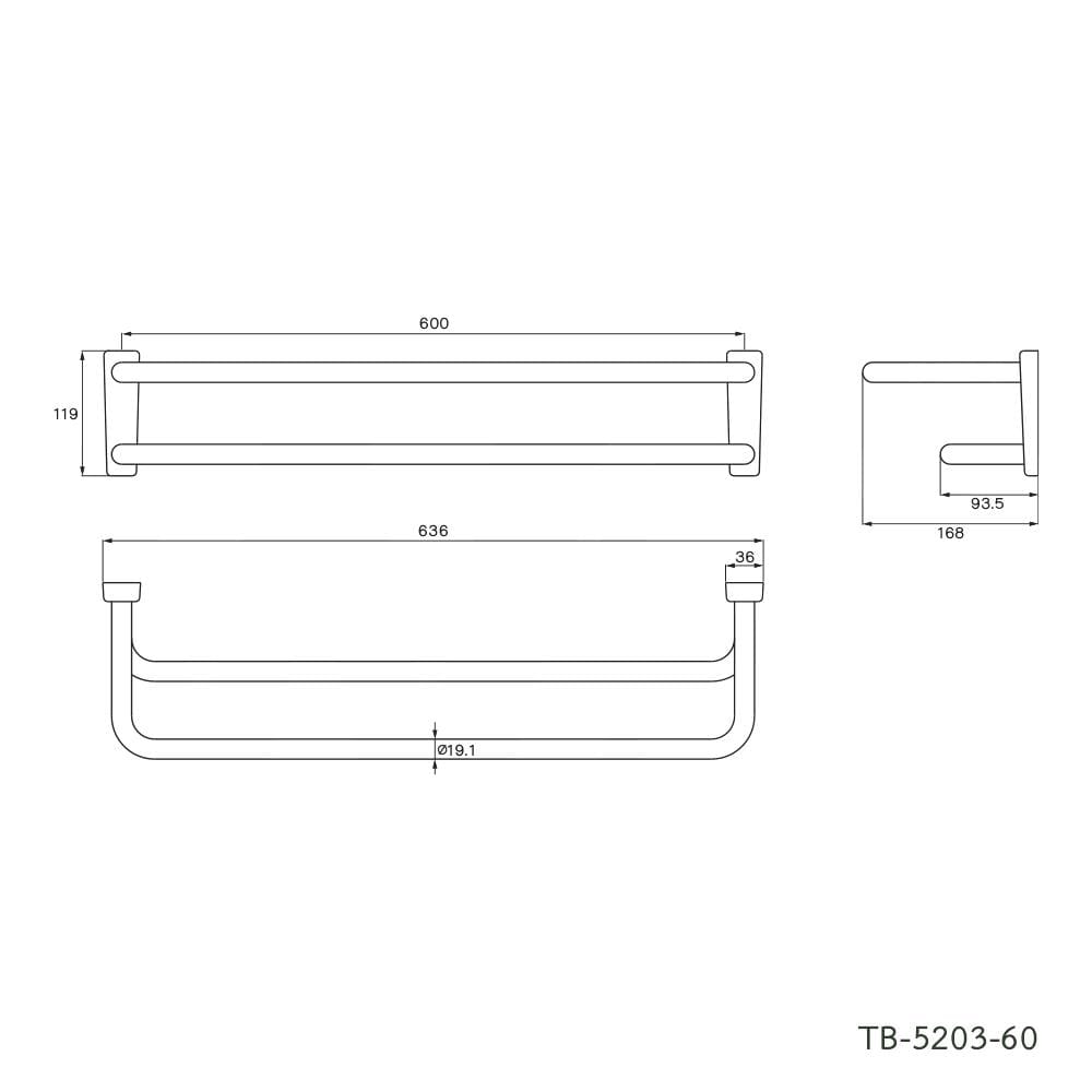 ราวแขวนผ้าคู่ WS TB-5203-60 60 ซม. สเตนเลส