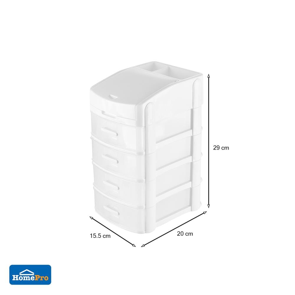ชั้นลิ้นชักเล็ก 4 ชั้น API 1070M4 15.8X20X29 ซม. สีขาว