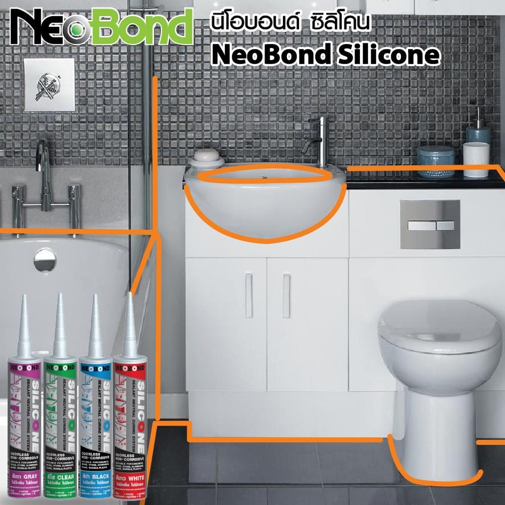 ซิลิโคนชนิดไร้กรดกันเชื้อรา NEOBOND 300 มล. สีใส