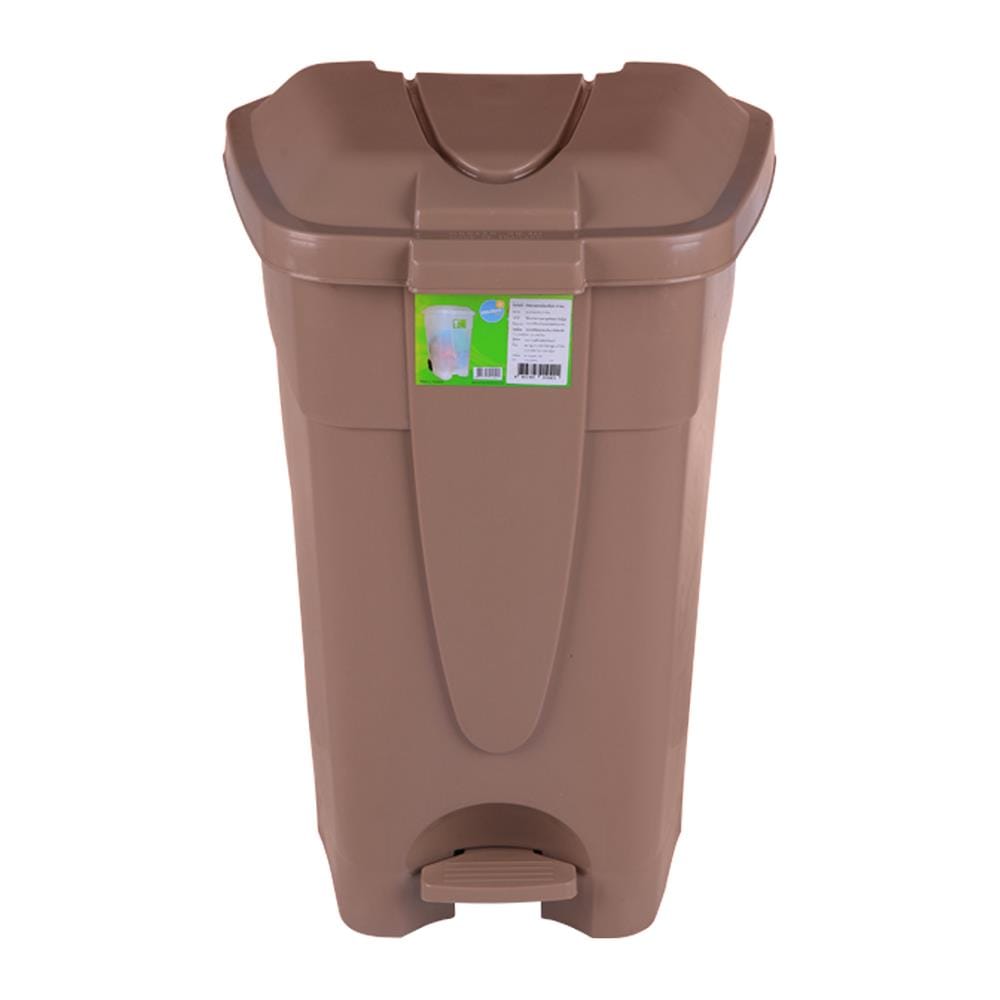 ถังขยะเหลี่ยมขาเหยียบ มีล้อ MODERN 85L สีเบจ