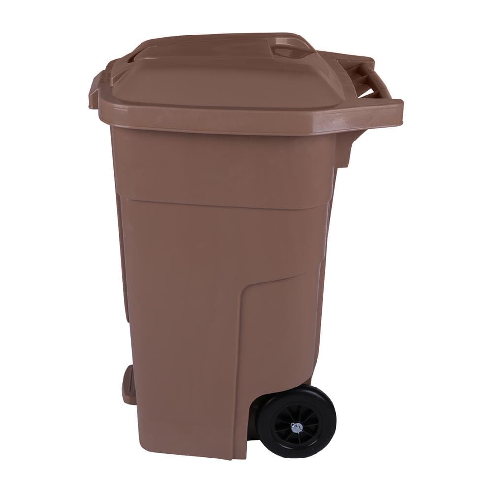 ถังขยะเหลี่ยมขาเหยียบ มีล้อ MODERN 85L สีเบจ