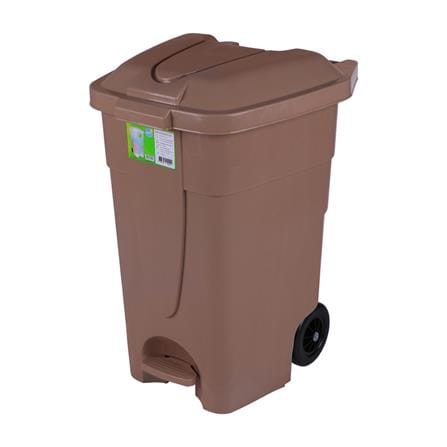 ถังขยะเหลี่ยมขาเหยียบ มีล้อ MODERN 85L สีเบจ_0