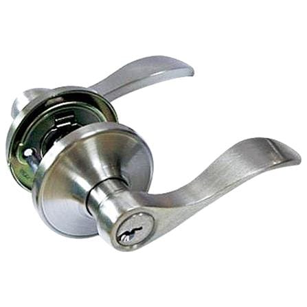 KEYED ENTRY DOOR LEVER YALE L5317 US15 STAINLESS STEEL