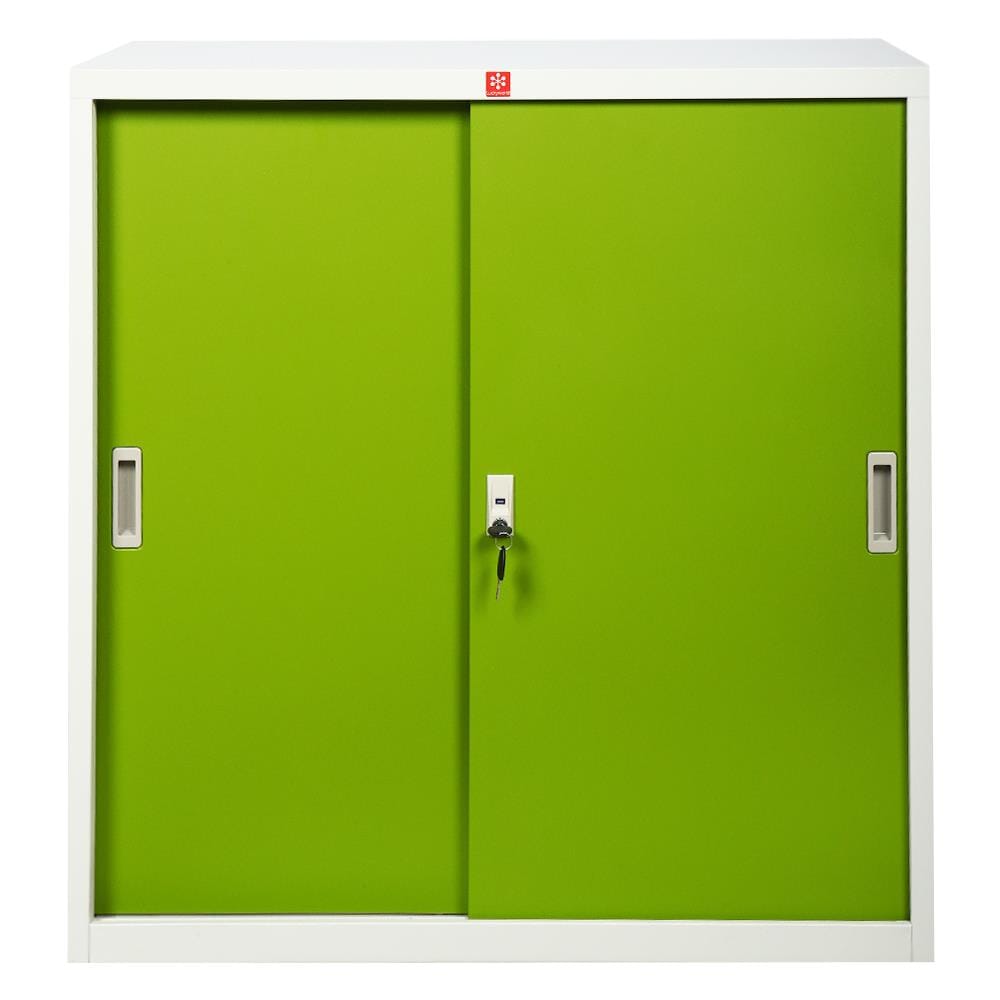 ตู้เหล็กบานเลื่อนทึบ LUCKY WORLD KSS-90-GG สีเขียว