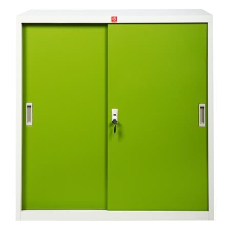 ตู้เหล็กบานเลื่อนทึบ LUCKY WORLD KSS-90-GG สีเขียว