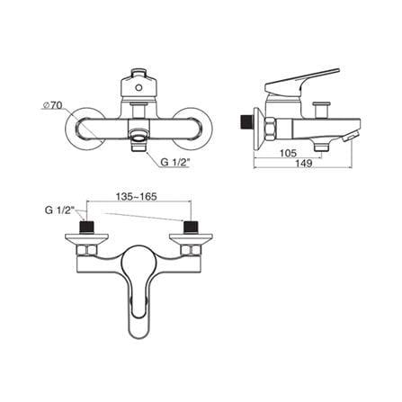 ก๊อกผสมอ่างอาบ AMERICAN STANDARD A-1411-200_1