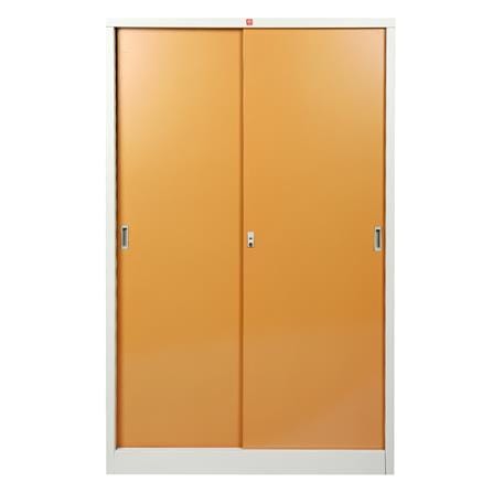 ตู้เสื้อผ้าเหล็กบานเลื่อน LUCKY WORLD KSS-126K-EG 118.8 ซม. สีน้ำตาล_1