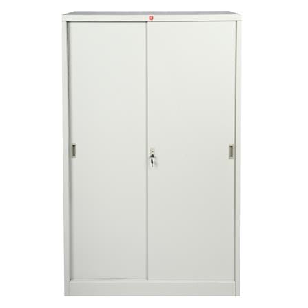 ตู้เสื้อผ้าเหล็กบานเลื่อน LUCKY WORLD KSS-126K-TG 118.8 ซม. สีเทาทราย_1