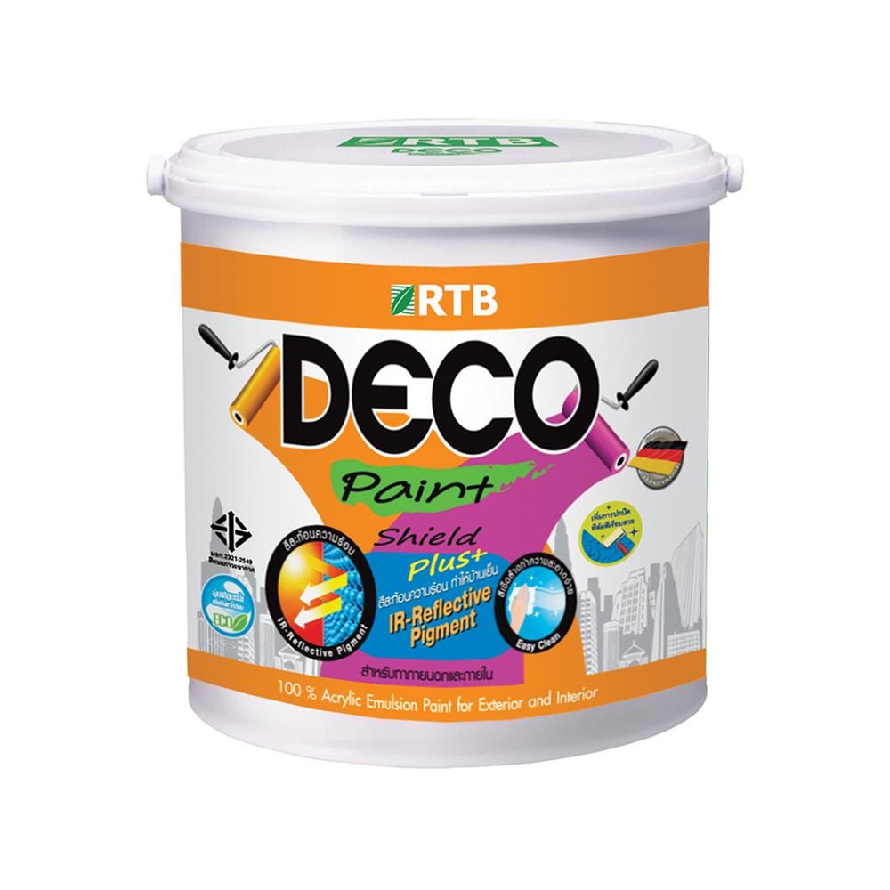 สีน้ำทาภายนอก ชนิดกึ่งเงา RTB DECO SHIELD PLUS+ BASE A สีขาว 1 แกลลอน