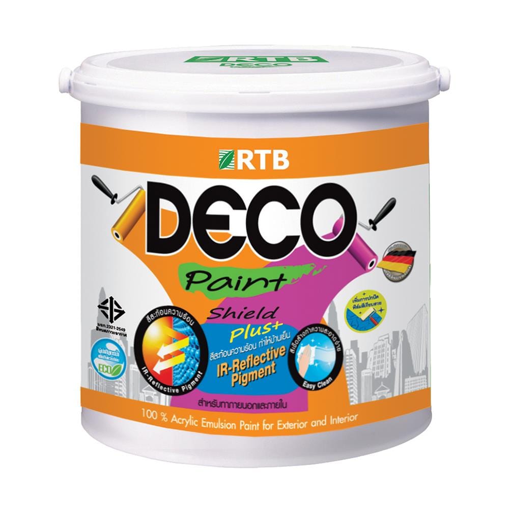 สีน้ำทาภายนอก ชนิดด้าน RTB DECO SHIELD PLUS + BASE C สีขาว 2.5 แกลลอน