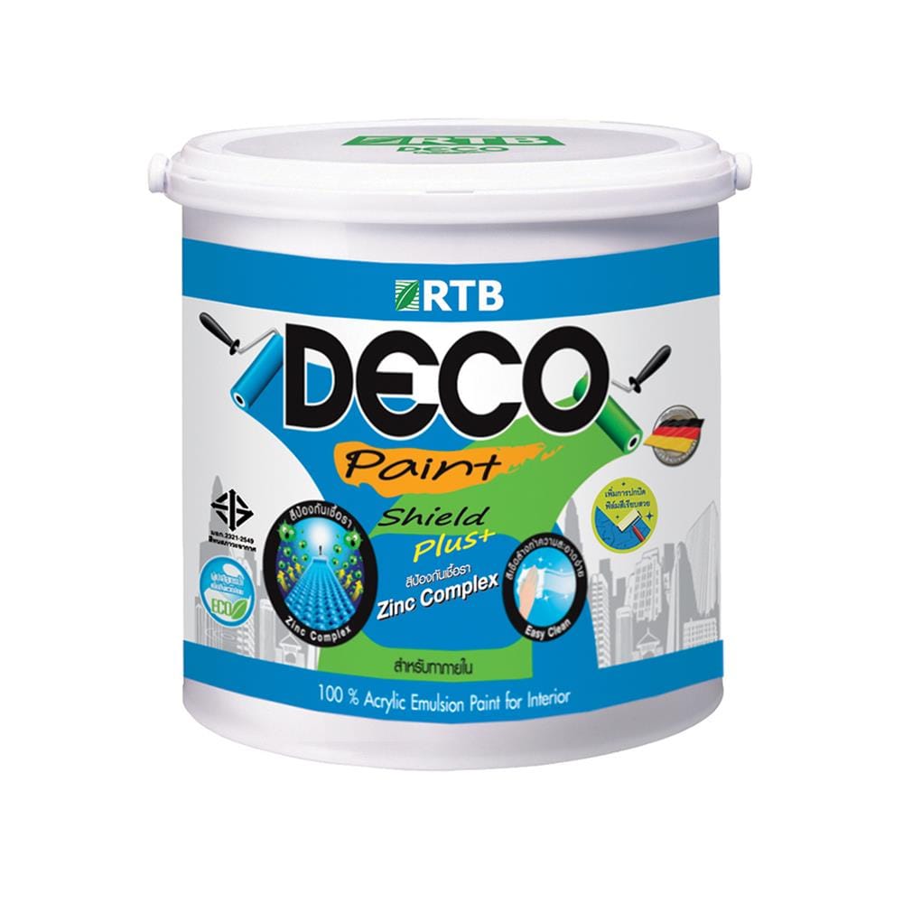 สีน้ำทาภายใน ชนิดด้าน RTB DECO SHIELD PLUS+ BASE A สีขาว 1 แกลลอน
