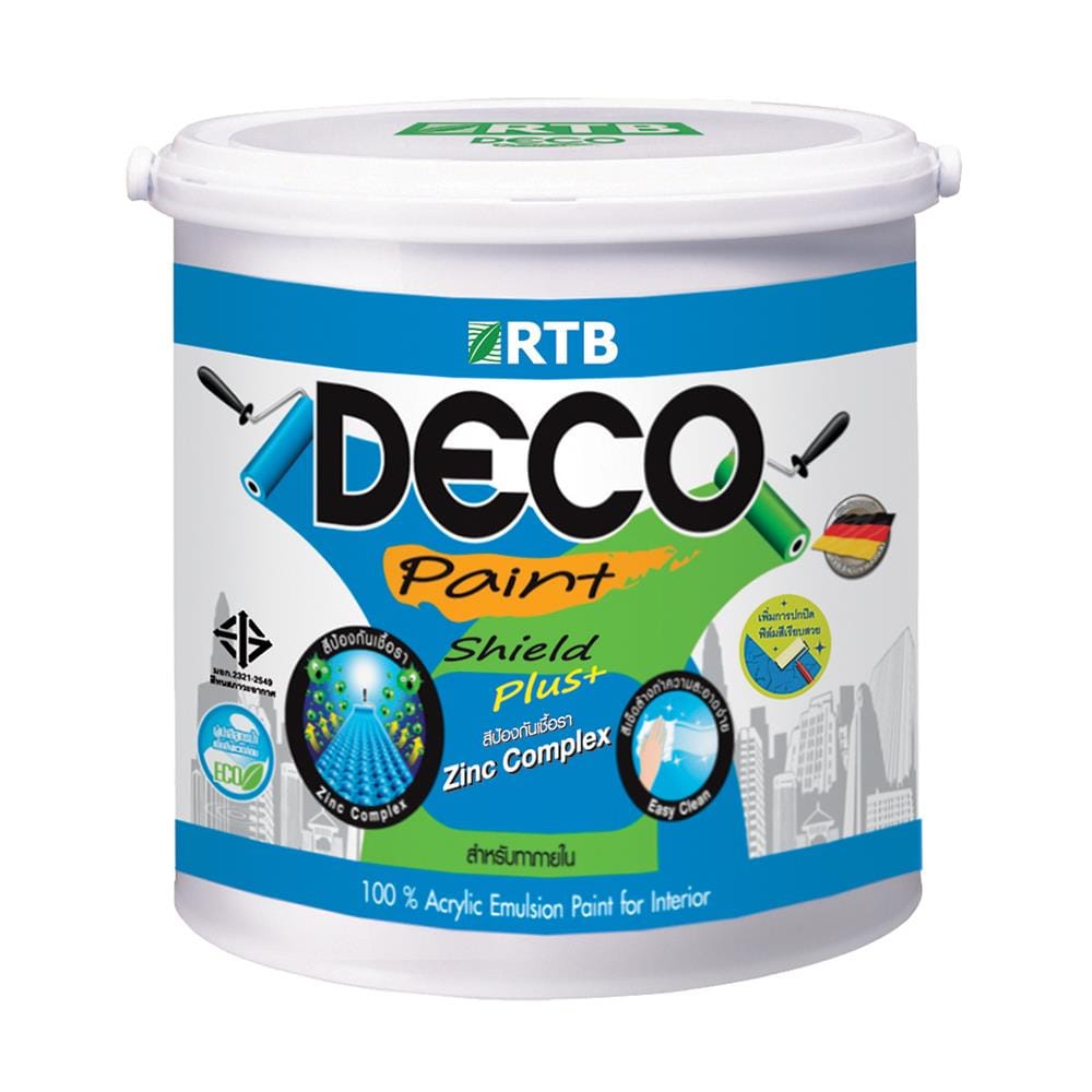 สีน้ำทาภายใน ชนิดด้าน RTB DECO SHIELD PLUS+ BASE A สีขาว 2.5 แกลลอน