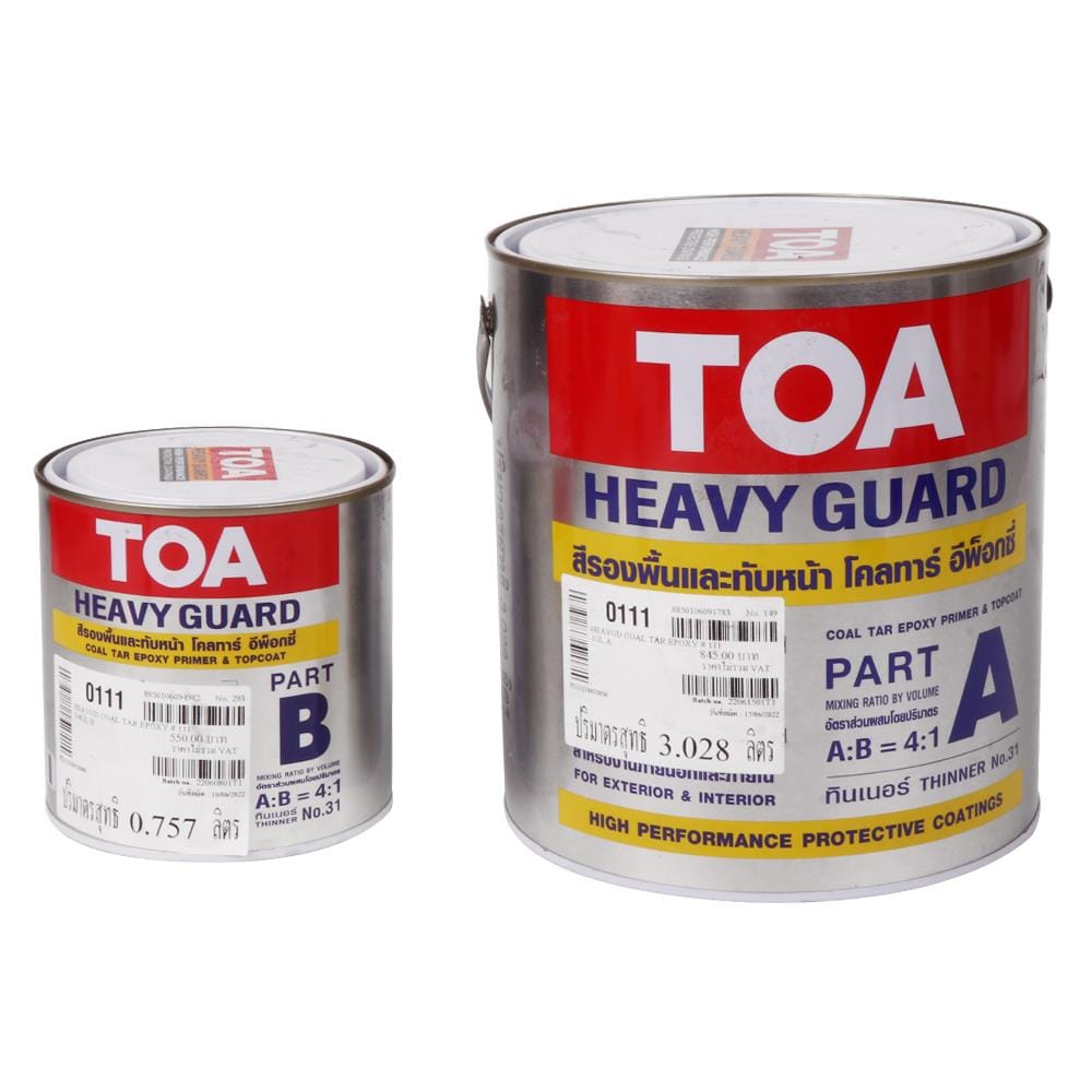 สีงานอุตสาหกรรม TOA HEAVY GUARD COALTAR PART A+B 111 สีดำ 1 แกลลอน