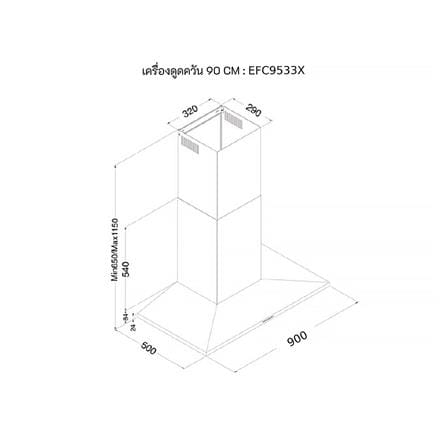 เครื่องดูดควันกระโจม ELECTROLUX EFC9533X 90 ซม._1