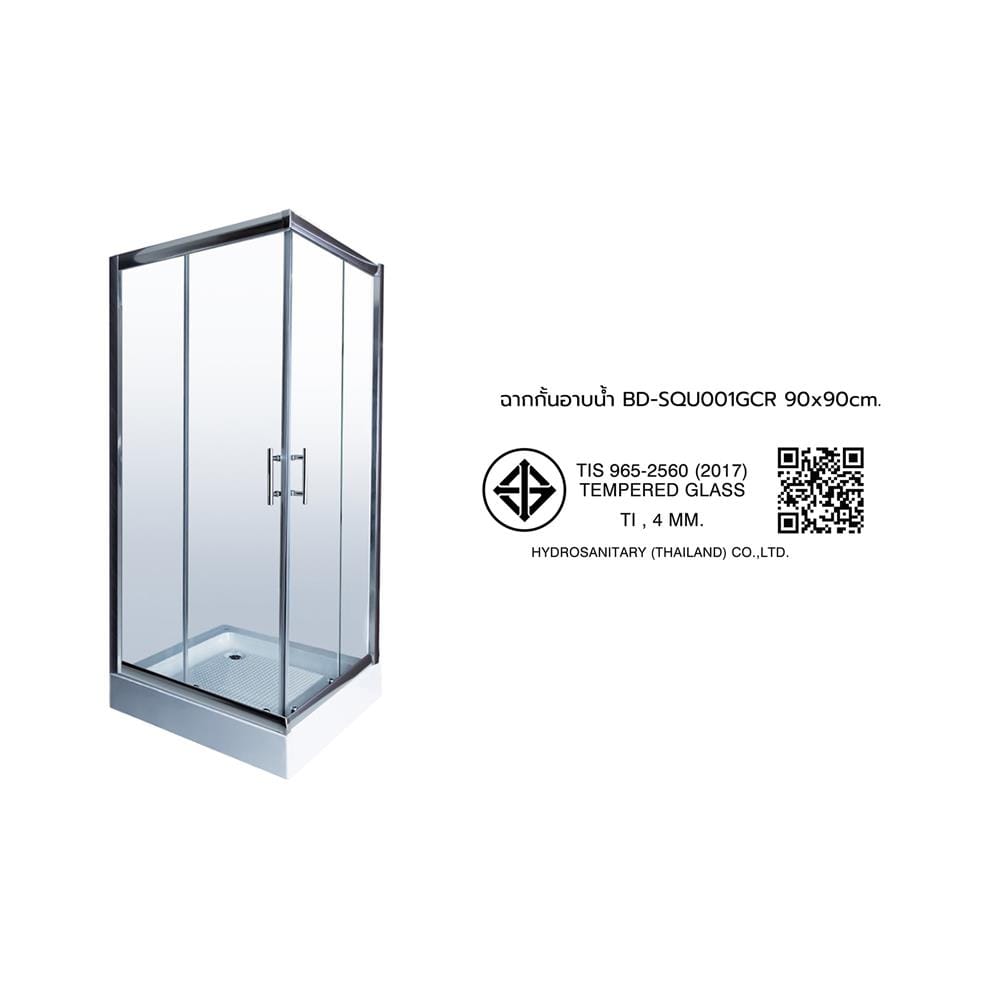 ฉากกั้นอาบน้ำ I-SPA BD-SQU001GCR 90x90 ซม.