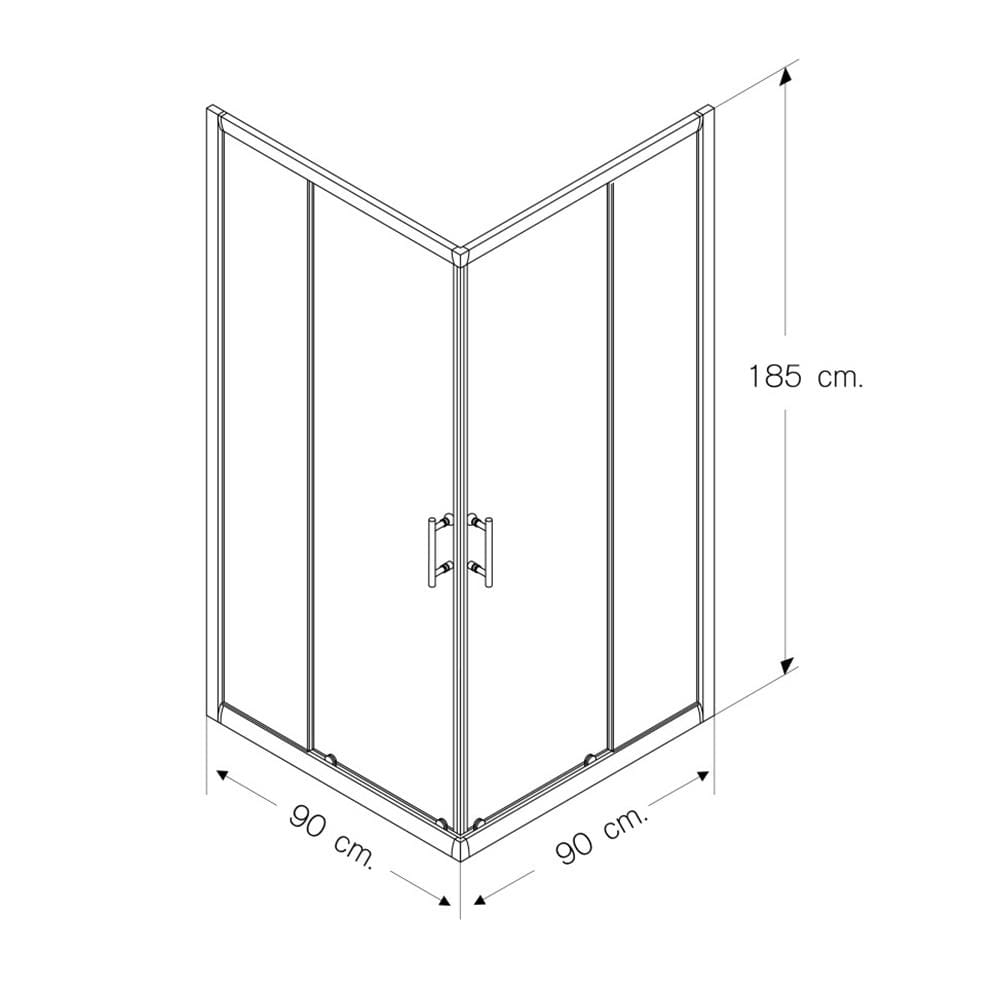 ฉากกั้นอาบน้ำ BATHROOM DESIGN BD-SQU001GWH 90x90 ซม.