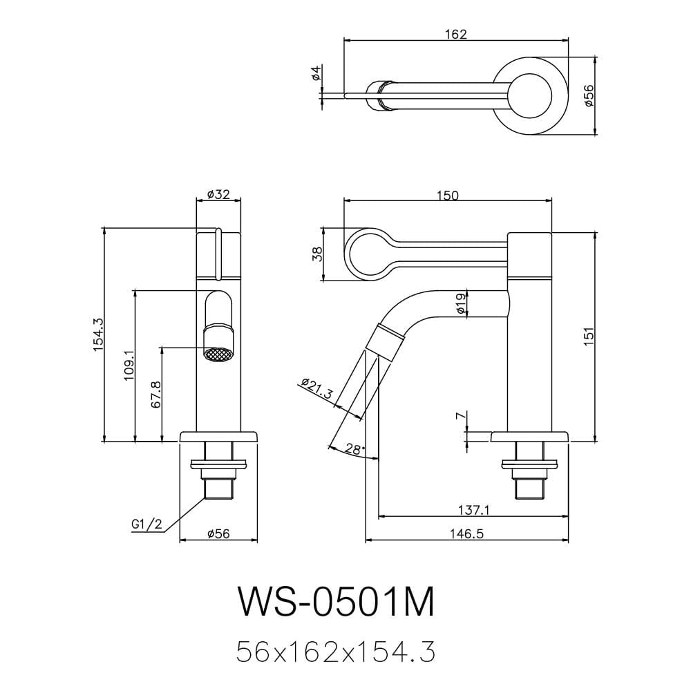 ก๊อกอ่างล้างหน้าเดี่ยว WS WS-0501M