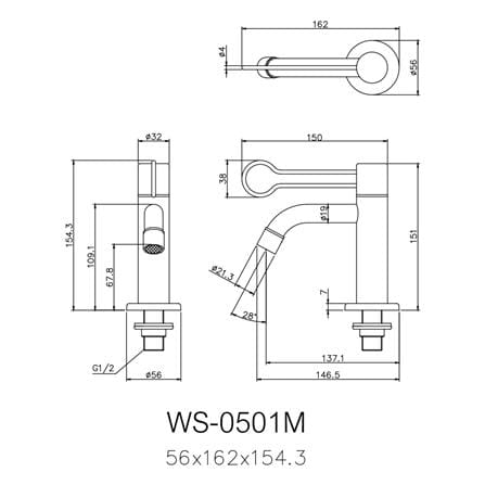 ก๊อกอ่างล้างหน้าเดี่ยว WS WS-0501M_2