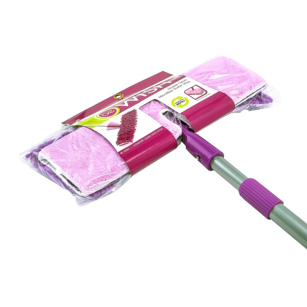 ไม้ม็อบดันฝุ่นไมโครไฟเบอร์ BE WISH DOUBLE CLEAN 15 นิ้ว สีม่วง