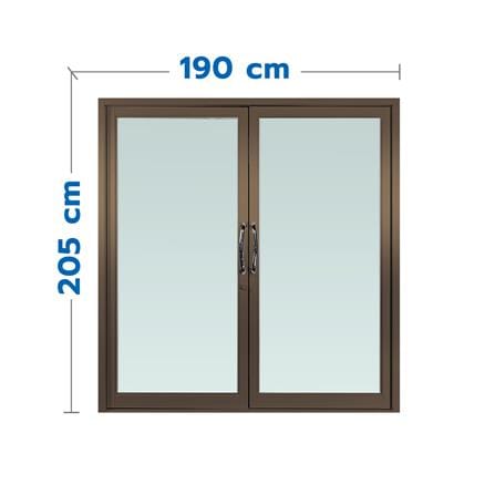 ประตูบานสวิงคู่ อะลูมิเนียม WINDOW ASIA 190X205 ซม. สีชา_0