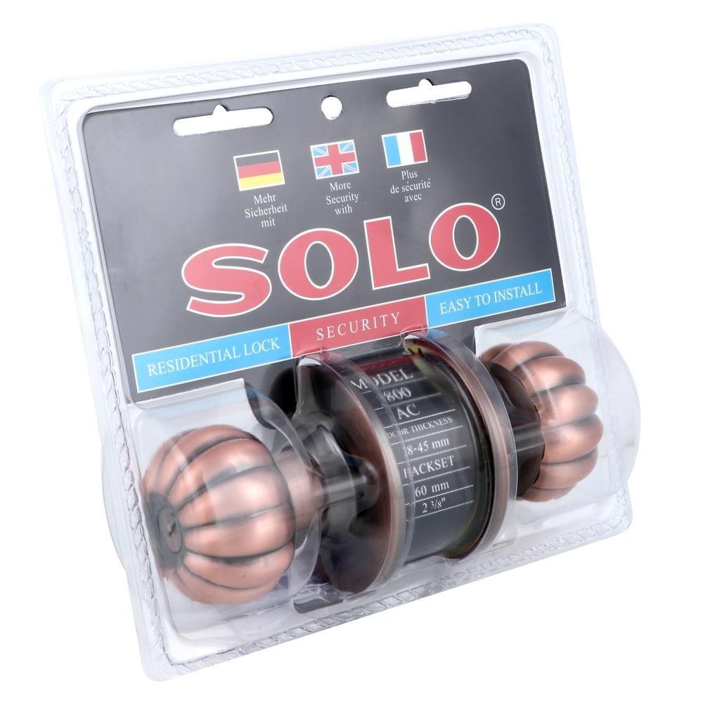 ชุดลูกบิดประตู หัวฟักทอง SOLO 9800 AC สีทองแดงรมดำ
