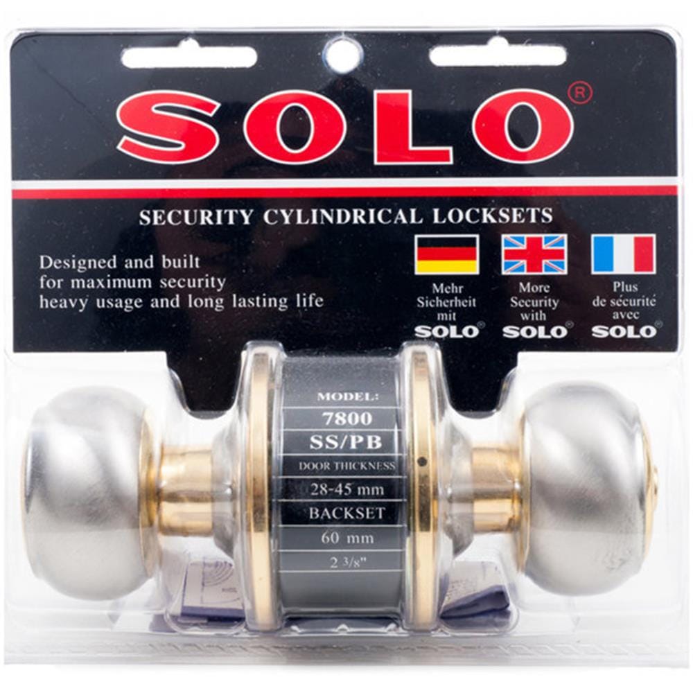 ลูกบิดประตู หัวจัน SOLO 7800SS/PB สีทอง/สเตนเลส