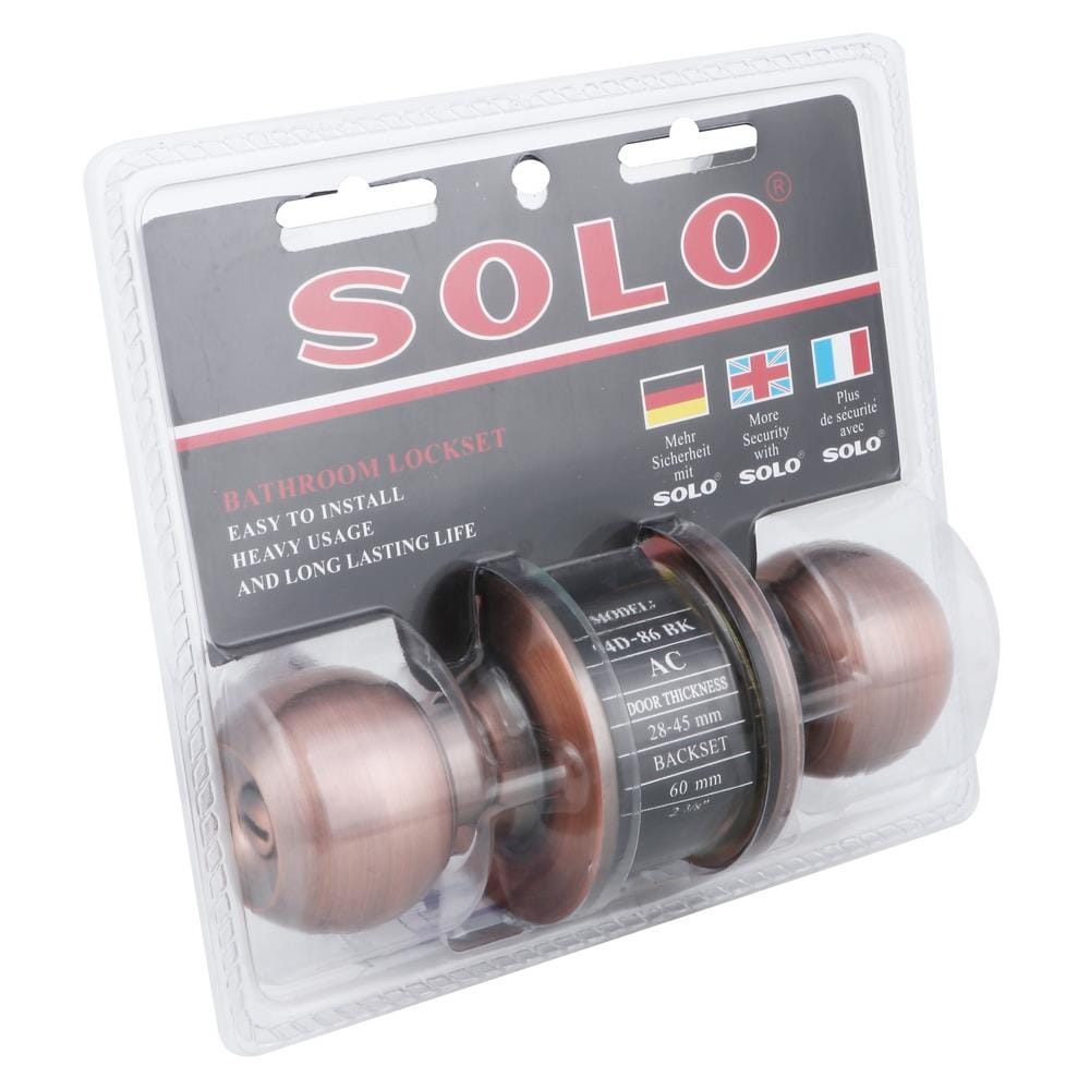 ลูกบิดประตูห้องน้ำ หัวกลม SOLO 94D-86 AC-BK  สีทองแดงรมดำ
