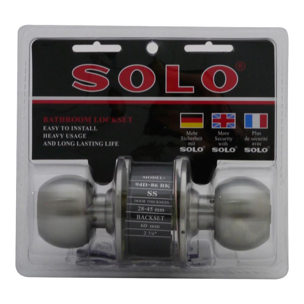 ลูกบิดประตูห้องน้ำ หัวกลม SOLO 94D-86SS-BK  สีสเตนเลส