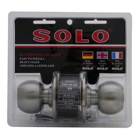 ลูกบิดประตูห้องน้ำ หัวกลม SOLO 94D-86SS-BK  สีสเตน...