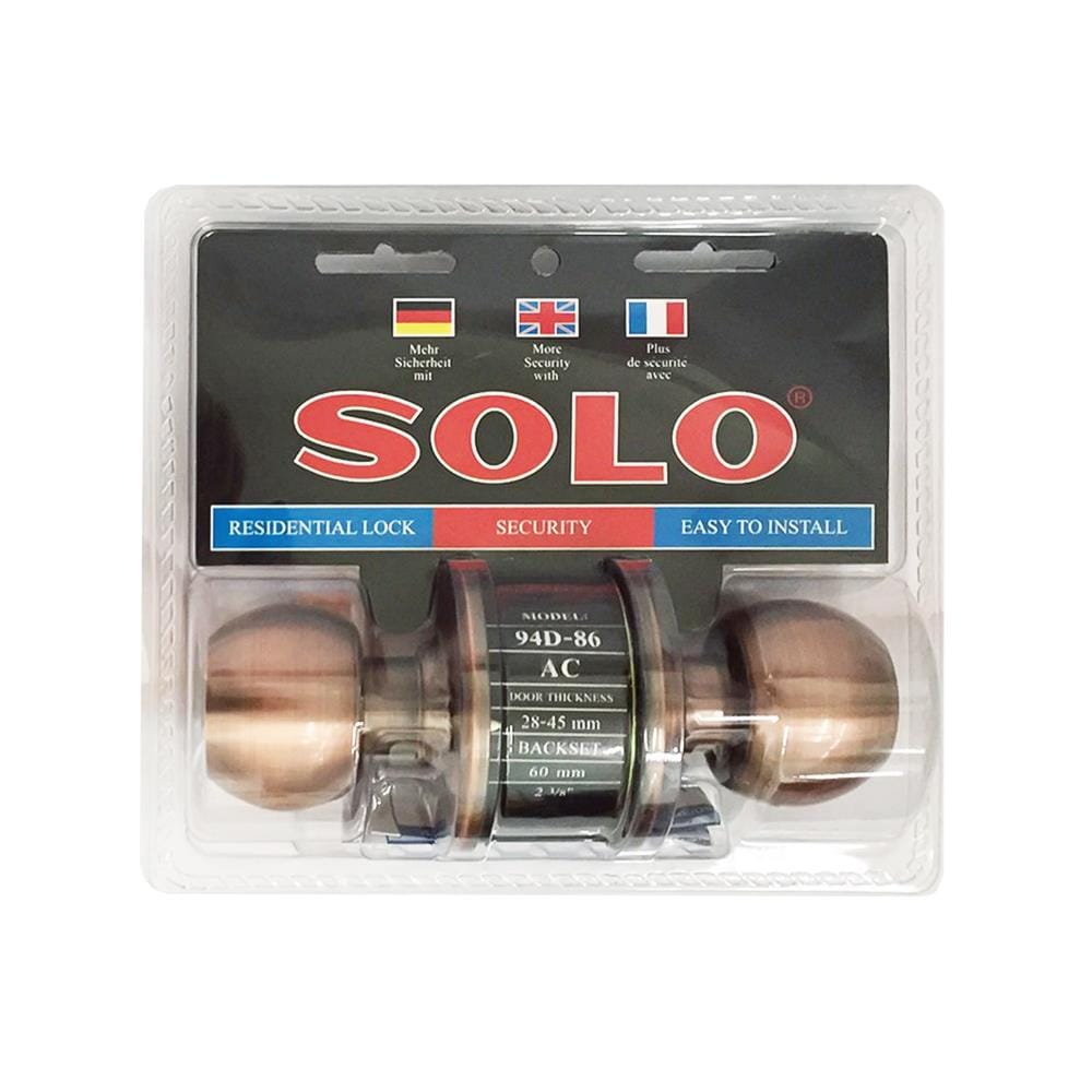 ลูกบิดประตู หัวกลม SOLO 94D-86AC สีทองแดงรมดำ