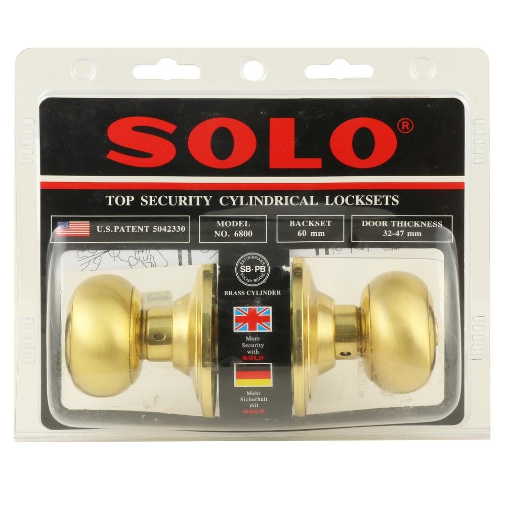 ลูกบิดประตู หัวจัน SOLO 6800SB/PB สีทอง/สเตนเลส