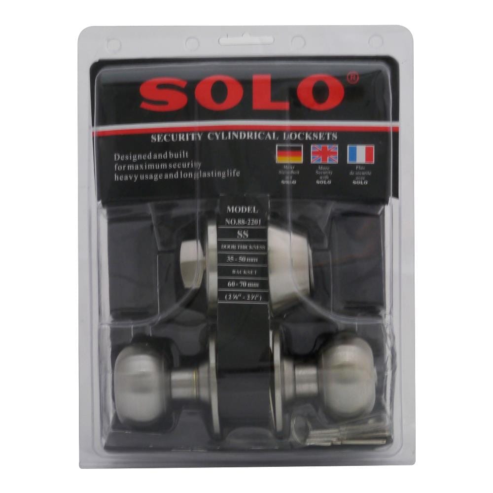ลูกบิดประตู หัวจัน (พร้อม DEADBOLT) SOLO 88-2201SS สีสเตนเลส