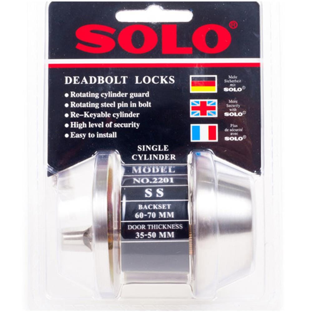 กุญแจลิ้นตาย 1 ด้าน SOLO 2201 สีสเตนเลส
