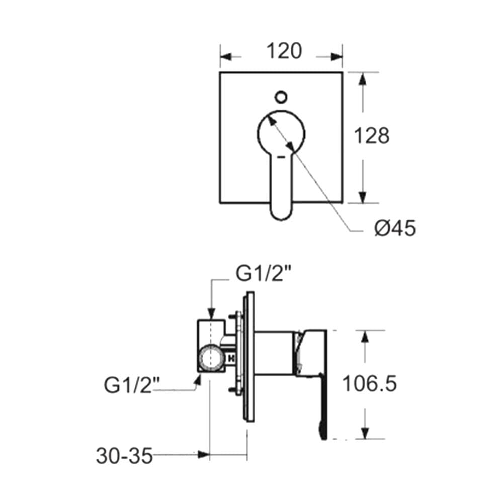 วาล์วฝังกำแพง ผสม AMERICAN STANDARD A-6522-500B