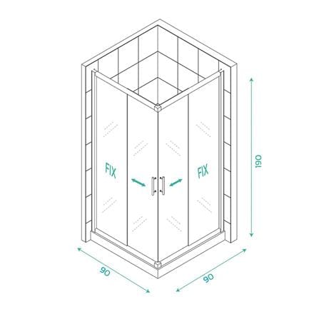 ฉากกั้นอาบน้ำ CRISTINA SQUARE-GWH 90x90 ซม._2