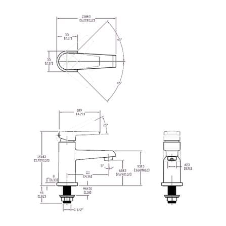 ก๊อกอ่างล้างหน้าเดี่ยว ENGLEFIELD K-7695X-4-CP_1