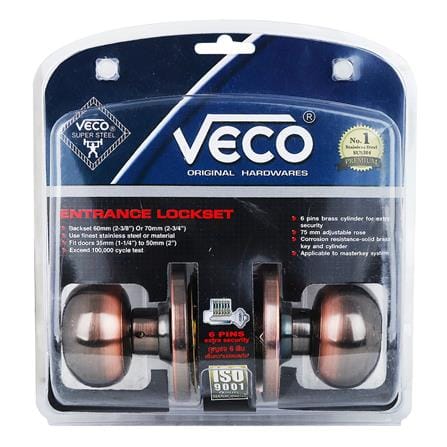 ลูกบิดประตู หัวจัน VECO 3691AC-ET สีทองแดงรมดำ_3