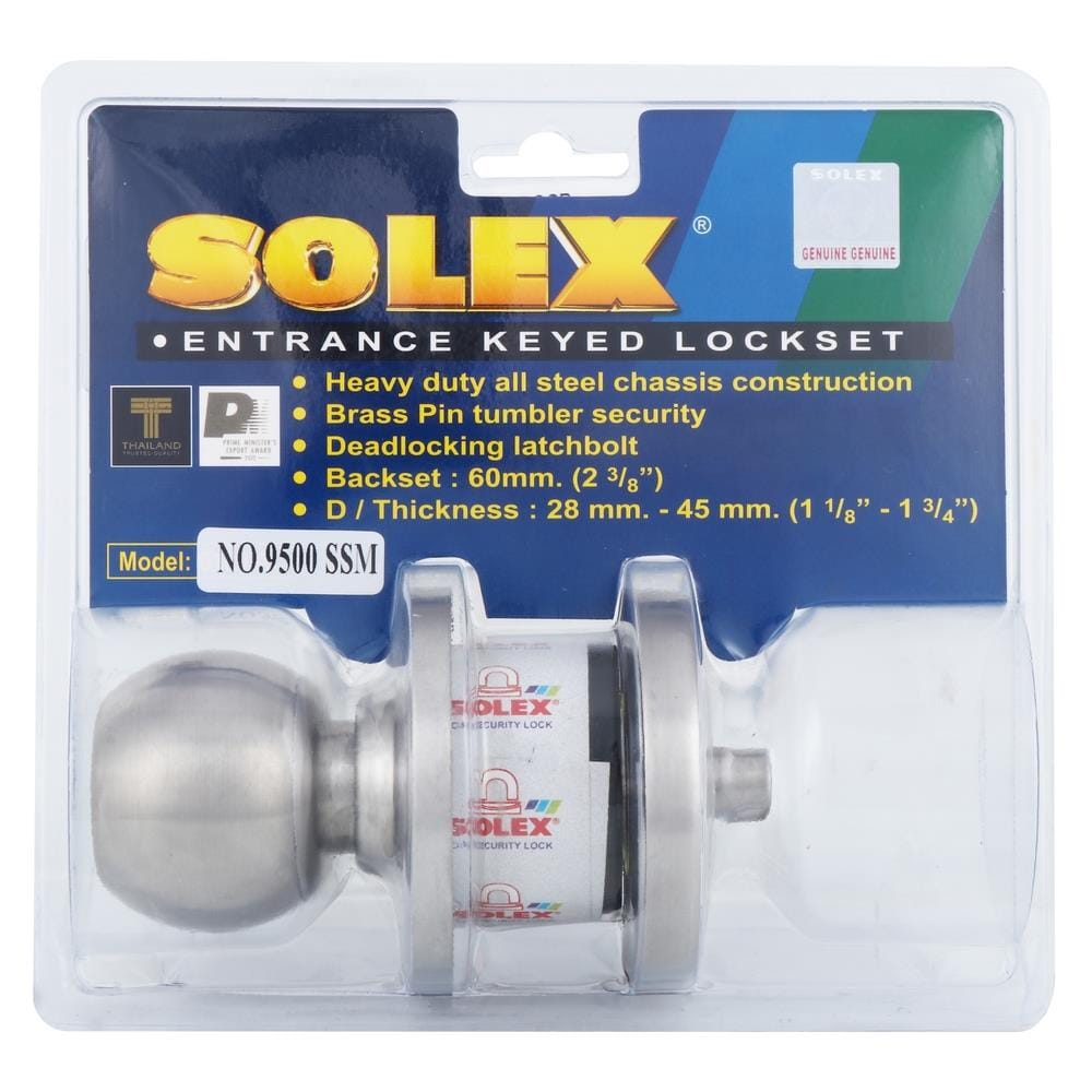 ลูกบิดประตูหลบมุ้งลวด หัวกลม SOLEX 9500SSM สีสเตนเลส