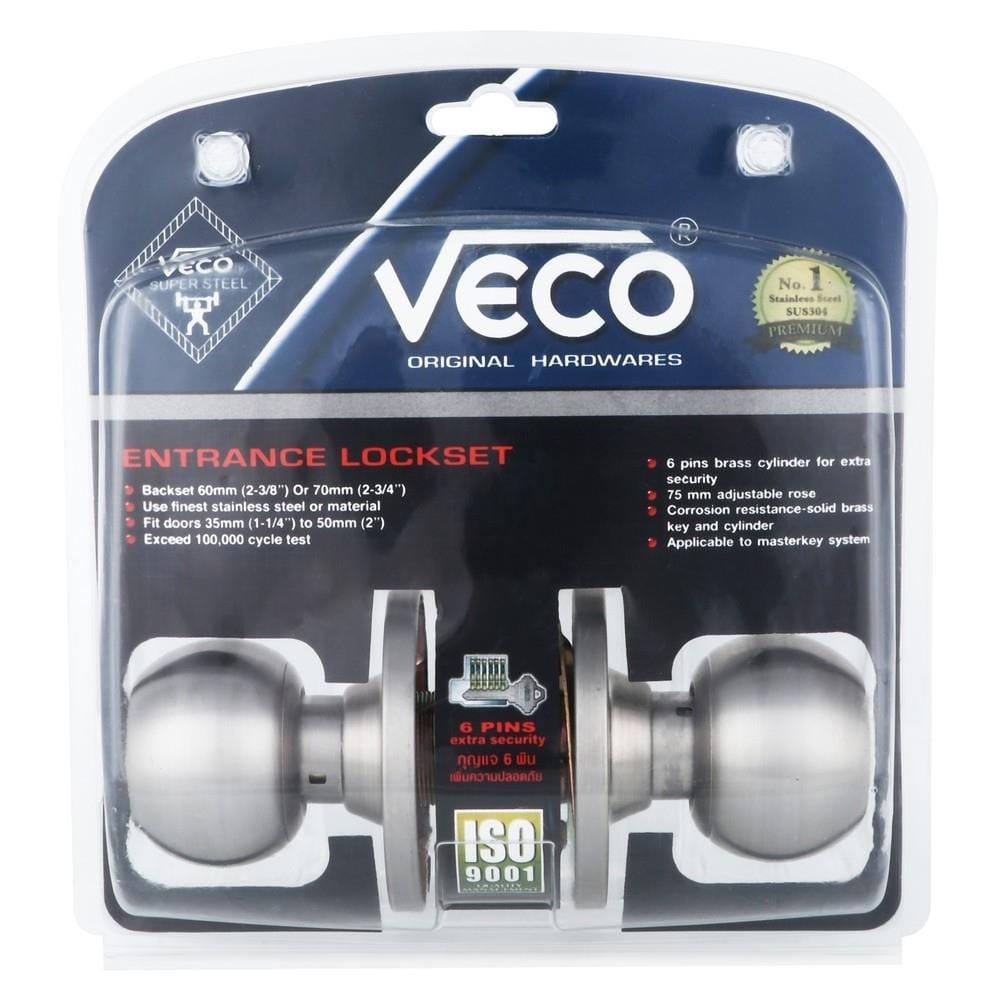 ลูกบิดประตู หัวกลม VECO 5871SS-ML-ET สีสเตนเลส