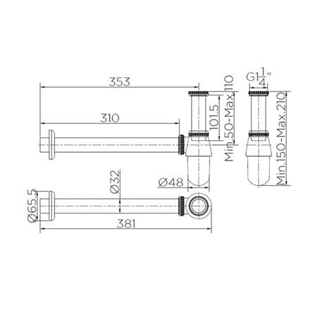 ท่อน้ำทิ้งอ่างล้างหน้ากระปุก HANG BP-02S-2 35 ซม._1