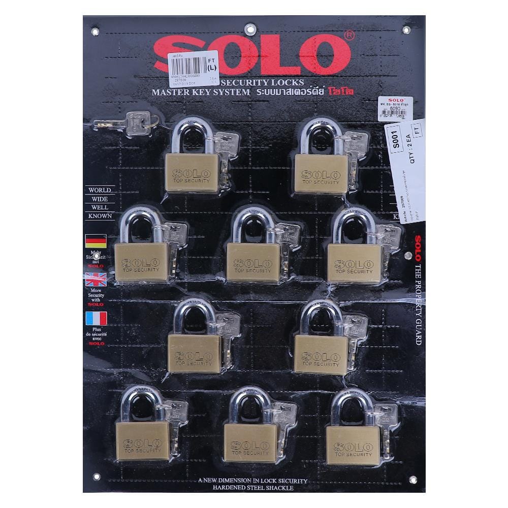 กุญแจ MK SOLO 4507SQ 50 มม. PB 10 ตัว/ชุด
