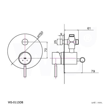 ชุดวาล์วฝังกำแพงผสม WS WS-6051 สเตนเลส_3