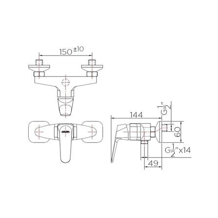 ก๊อกผสมยืนอาบ KARAT FAUCET KF-30-760-50_1