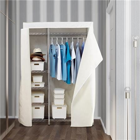 ตู้เสื้อผ้าราวแขวนมีชั้นวาง PLIM 122x46x178 ซม. สีเงิน_5