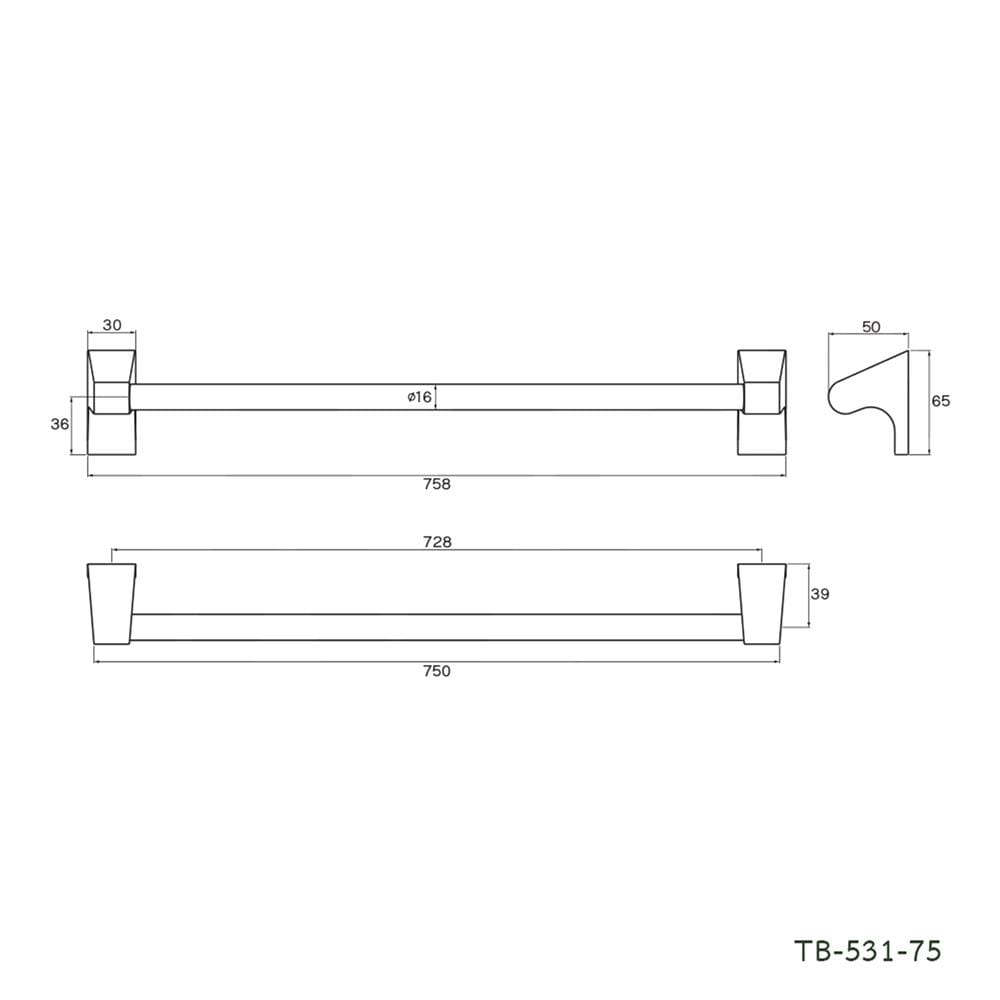 ราวแขวนผ้า WS TB-531-75 75 ซม. สีสเตนเลส