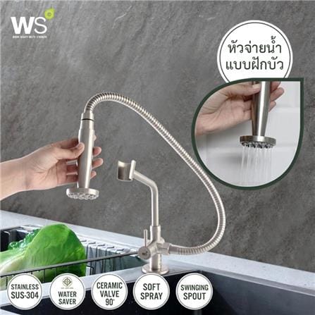 ก๊อกซิงค์เดี่ยวเคาน์เตอร์ WS WS-0435 สีเงิน_1