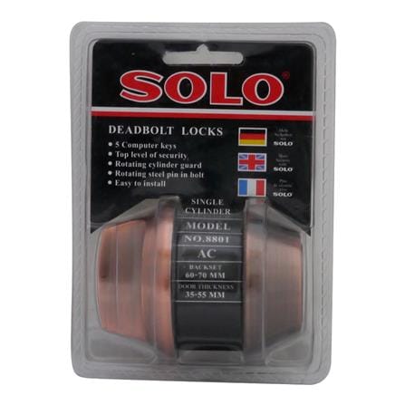 กุญแจลิ้นตาย 1 ด้าน SOLO 8801 สีทองแดงรมดำ_0